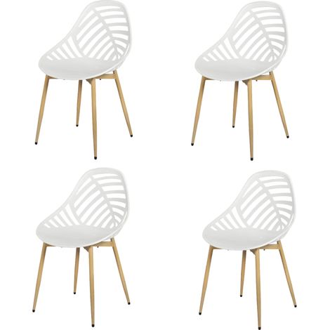 Lot de 4 chaises d\'extérieur Alameda - Blanc - Fauteuils de Jardin - Livraison gratuite (1/5)