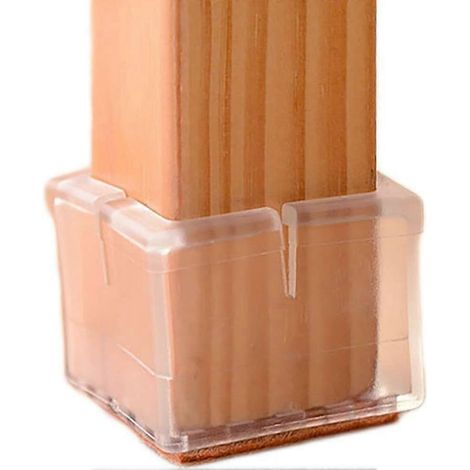Patins de protection pour pieds de chaises (lot de 16) - Protégez vos sols avec style grâce à ces patins carrés transparents pour pieds de meubles. Silencieux et sans rayures.
