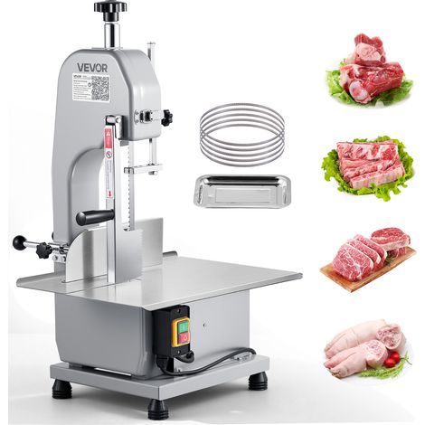 VEVOR Segaossa a Nastro Elettrica Commerciale per Carne 650W, Banco da Lavoro 315x460mm, Macchina per Tagliare Ossa da Banco Taglierina per Carne con Lama per Costolette di Maiale Uso Commerciale