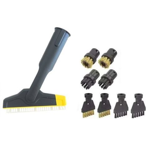 Kit d'accessoires pour nettoyeur vapeur 9 pièces - Compatible avec Kärcher SC1, SC2, SC3, SC4 et SC5 - Comprend une grande brosse pour les recoins - Kit de rechange 2.863-334.0 - Têtes de brosse pour (1/5)