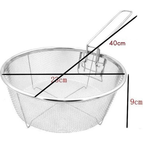 1 PièCe SéRie Paniers à Frites en Acier Inoxydable Panier Frit à L' Chaude avec PoignéE Unique Boulettes de Nouilles en Passoire (1/4)