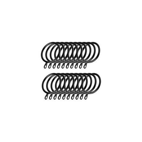 60 anelli per tende con occhiello fisso, ganci per tende e bastoni, diametro interno 38 mm (nero)