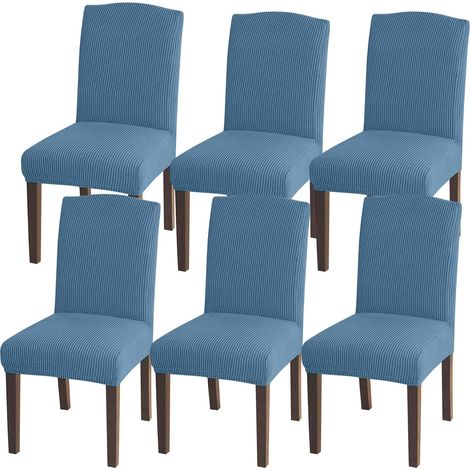 Set of 6 premium waterproof dining chair covers - Elastic - For dining room - Removable chair protector - For kitchen, party, hotel - Azure blue (1/5)
