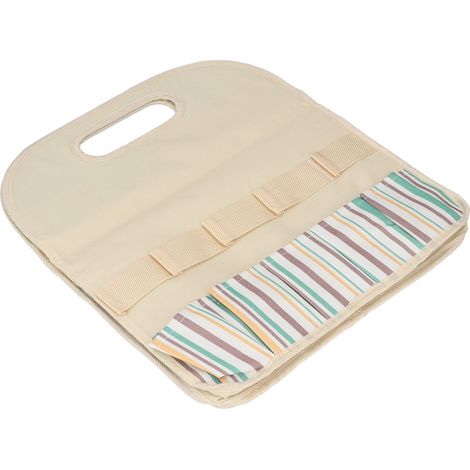 Sac à outils de jardin, sac de rangement multi-poches pour le jardinage intérieur et extérieur, coutures à rayures kaki (1/5)