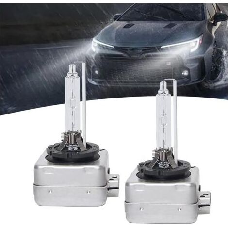 ampoules de voiture D1S, blanc froid 6000 K, phares ultra-lumineux avec anneau de retenue et culot en métal, remplacement plug-and-play pour feux de croisement et de route, universel pour voitures (ar (1/5)