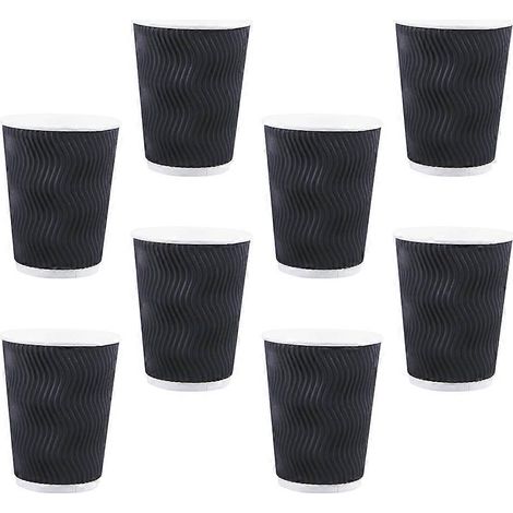 Gobelets à café jetables en papier, compatibles avec la consommation de boissons, lot de 50 gobelets noirs isothermes (1/5)