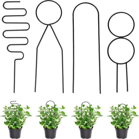 Treillis solide antirouille pour petites plantes, 4 pièces, pour escalade intérieure et extérieure, noir, Type B (1/5)