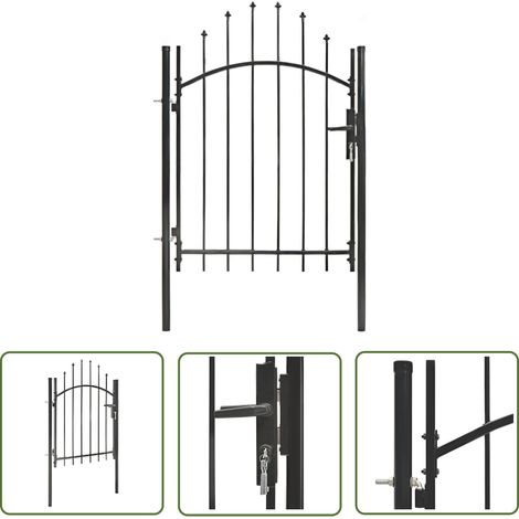 The Living Store Gartentor Stahl 1x1,5 m Schwarz - Gartentor - Stahltür - Zaunportal - Metalltor - Schwarz (1/5)