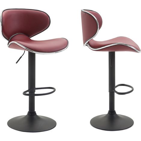 Set di 2 sgabelli da bar dal design contemporaneo con gambe in metallo nero e seduta sintetica bordeaux 100000338