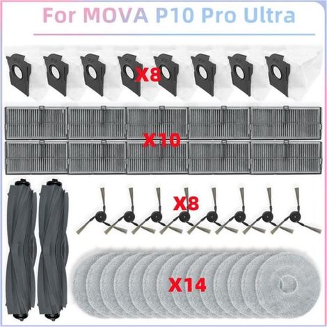 Pour MOVA P10 Pro Ultra Vacuum Parts Rouleau Principal Brosse Latérale Filtre Hepa Chiffon de Vadrouille Sac à Poussière (1/5)