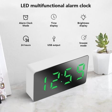 Mots bleus - Horloge électrique numérique LED, réveil électronique de bureau, Rechargeable par USB, fournitur (1/4)