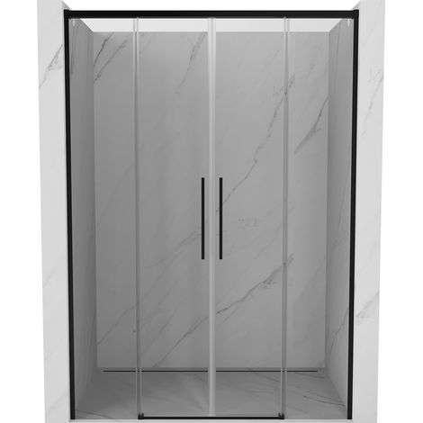 Mexen Rox Duschschiebetür 140 cm, transparent, schwarz - 8C2-140-002-70-00