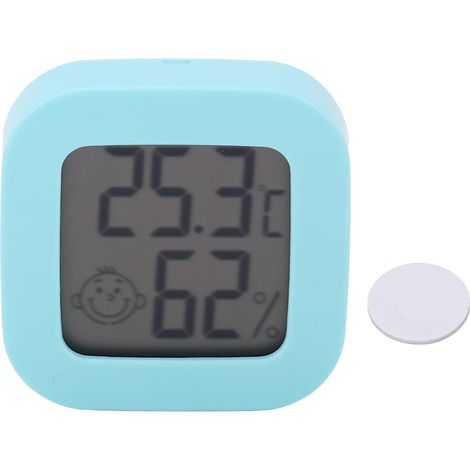Thermomètre hygromètre numérique miniature double face adhésif vert, mesure humidité température intérieure (1/5)