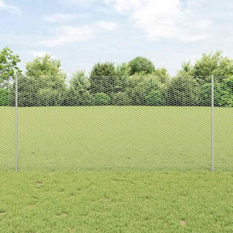 Zaun mit Pfosten Silber 1,2 x 10 m Stahl