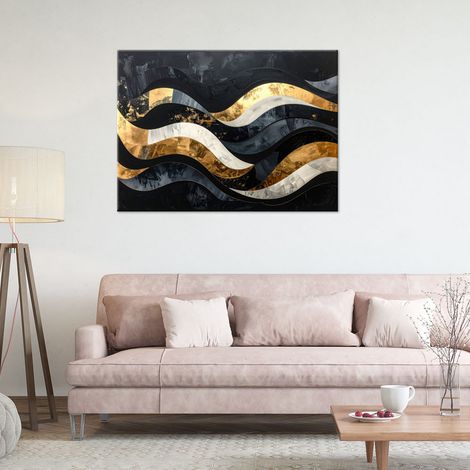 Wandbild Wellen Geometrische Abstraktion im Glamour-Stil 60x40 (1/4)