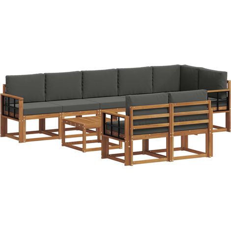 Conjunto de sofás de exterior 9 uds. Natural y Antracita vidaXL (1/5)