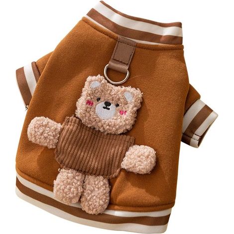 Hundepullover mit D-Ring, warmer Wintermantel, weicher Pullover für kleine Hunde und Katzen (XXL, braun) (1/5)