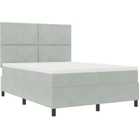 Cama Box Spring LED Gris Claro 160 x 200 cm Terciopelo vidaXL (1/5)