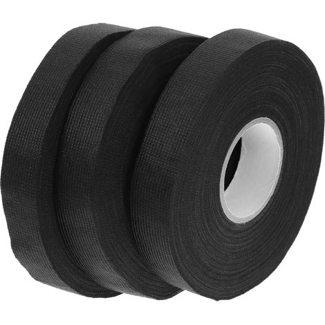 Bande adhésive pour automobile à 3 rouleaux de tissu noir, forte (1/5)