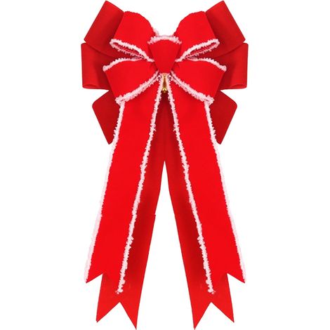 Ribbon - Bow Noël En Velours Avec Fils Rigides - Décoration Arbre De Noël Guirlande Porte Cheminée Escalier - 47 x 26,5 cm - 1 Pièce (1/5)