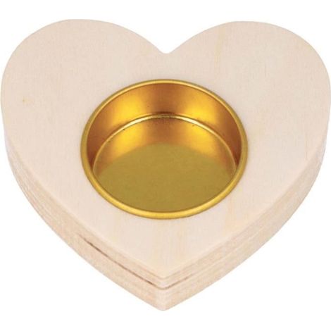 Bougeoir - ARTEMIO - Coeur - 8,5 x 9 x 2 cm - Bois - Intérieur