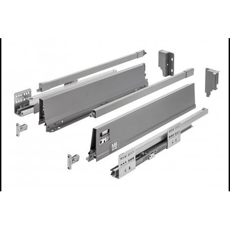 GTV - Modern Box Pro guide per cassetti I L = 500 mm H = 135 mm I antracite I cassetto con chiusura silenziosa I sincronizzazione del percorso delle guide I carico fino a 40 kg I PB-MBPRO-KPL500B