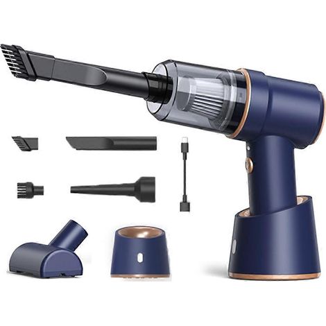 2-in-1 Autostaubsauger, 80.000 Pa, wiederaufladbar, kabellos, Druckluft, tragbar und leistungsstark für Zuhause und Büro – Blau (1/5)