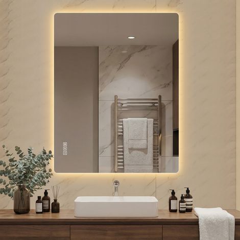 Badezimmerspiegel LED 70x90 cm dimmbar Anti-Beschlag OKMYHOME (1/5)