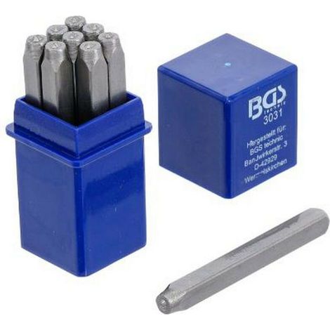 Chiffres A Frapper - Hauteur 2 mm - Pour Estampage Sur Acier Et Fer - Norme DIN 1451 - Lot De 9 Pièces (1/4)