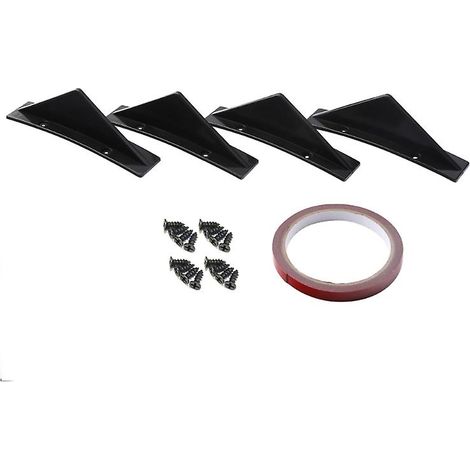 Lot de 4 diffuseurs de pare-chocs arrière noirs en forme de requin, universels pour voitures et SUV. (1/5)