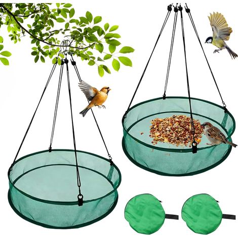 Vassoio per acchiappa-uccelli in 2 pezzi, vassoio per acchiappa-uccelli da 51 x 11 cm, vassoio per mangiatoia per uccelli, mangiatoie per uccelli in rete rotonda per patio, giardino, balcone (1/5)