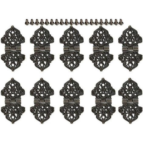 10 Eckscharniere aus Zinklegierung mit Retro-Print, Holzscharniere, Schrank- und Schubladenbeschläge, Bronzefarben, China