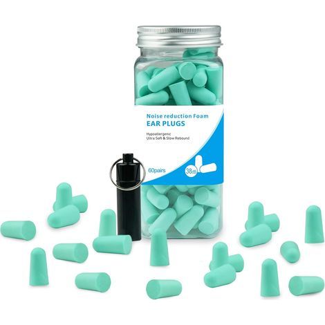 Earplugs - 60 pairs, noise-canceling earplugs, 38 dB signal-to-noise ratio, foam earplugs, designed for sleeping, comfortable and hearing-protective, suitable for sleep (1/5)