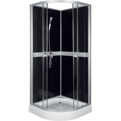 KERRA CLASSIC BLACK Duschwand + Wasserhahnanschluss + Badewannenarmatur / 80 x 80 cm (1/2)