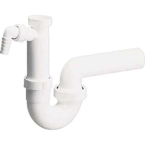 Cyclingcolors – Siphon de lavabo silencieux – Articulation à bille – Sortie réglable – Raccord verrouillable – Évacuation DIN EN 411 – Plastique résistant aux chocs – Blanc (1/2)