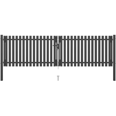 Vidaxl – Portail de clôture en acier 4x1,25 m – Couleur anthracite – Verrouillable avec 2 poteaux et charnières robustes – Idéal pour sécurité jardin