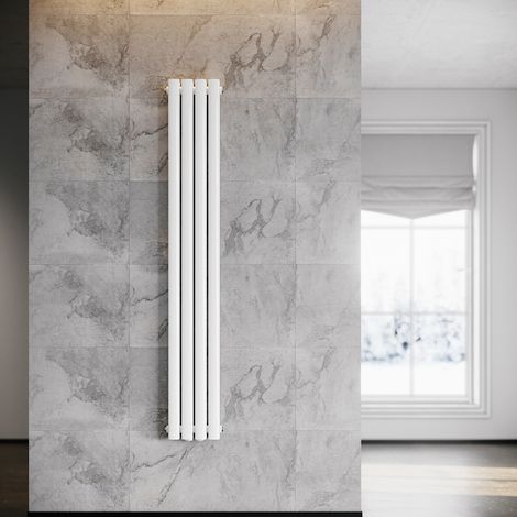SONNI Radiador de Vertical Ovalado Blanco Radiador Centro Conexión Doble Capa 1600x230mm (1/5)