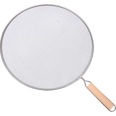 Spritzschutz aus Edelstahl mit feinmaschigem Holzgriff Küchenzubehör für Bratpfanne, Wok, Fett und Kochspritzschutz (29 cm) (1/5)