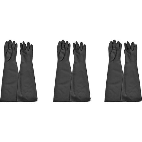 Lot de 3 gants en caoutchouc pour sablage, compatibles avec les machines de sablage, les cabines de sablage, les gants de sablage et les accessoires pour machines de sablage, 60 cm, noirs. (1/5)