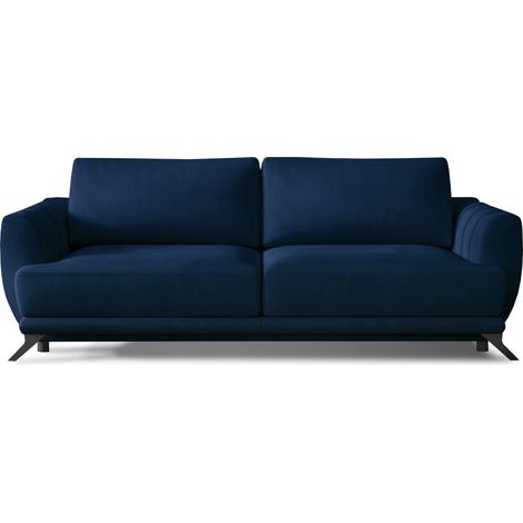 Canapé convertible en velours MAGY – Confort premium et pieds métal noir-Bleu nuit (1/5)