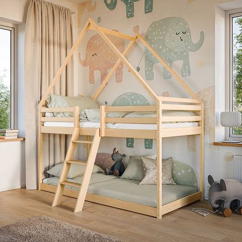Hütten-Etagenbett 90x200 inklusive Lattenrost Laura Holz