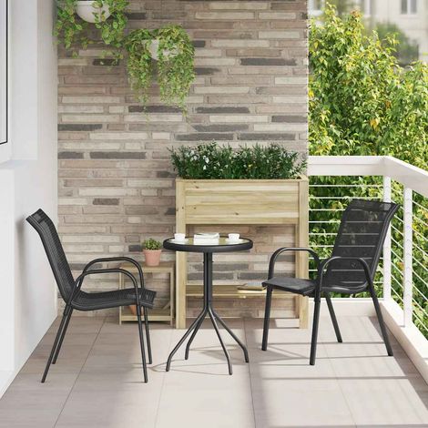 Stapelbare Gartenstühle 2 Stk. Schwarz Textilene