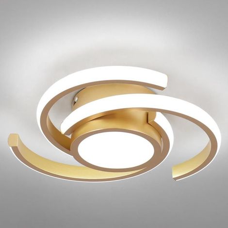 Plafonnier LED moderne doré semi-encastré