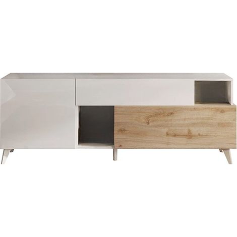 CALICOSY - Meuble TV 2 portes, 1 tiroir et 2 niches L180 cm - MALA (1/5)