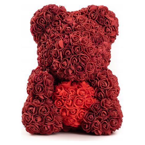 Rosenbär 40 cm - Ranke mit rotem Herz