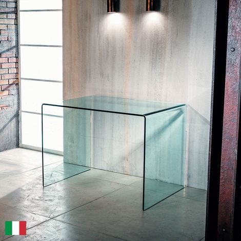 Scrivania in Vetro Curvato Trasparente L 100/125 Made in Italy - Scrivano Scrivano 100 (1/3)