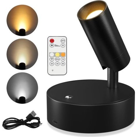 Kabelloser LED Innenstrahler, Pflanzenstrahler, Deckenleuchte mit Fernbedienung und Dimmfunktion, drehbar, wiederaufladbar, für Kunstwerke, Gemäl (1/5)