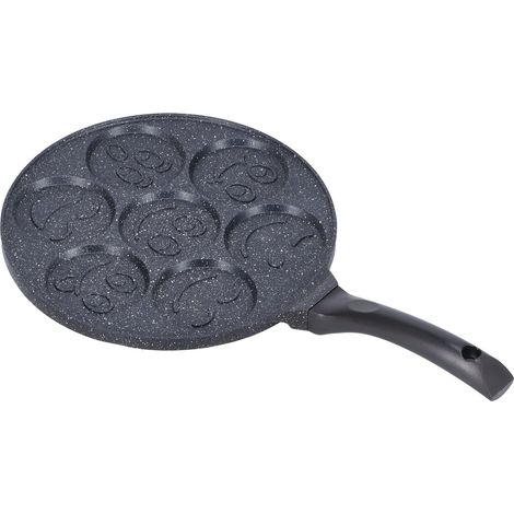 Poêle à crêpes 7 trous, mini-poêle à fond plat, antiadhésive, pour hamburgers et œufs, compatible avec les plaques à induction, motif visage souriant (1/5)