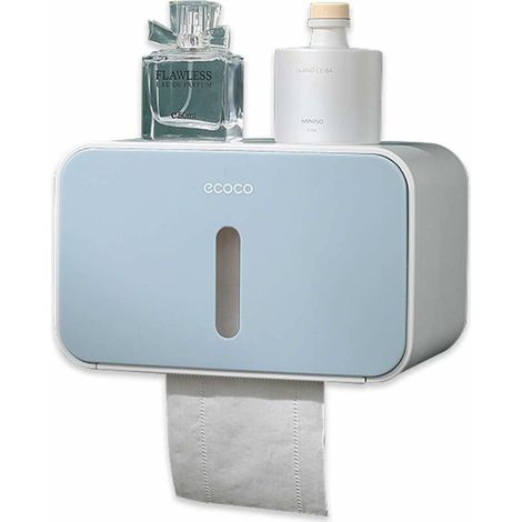 Green Mobility-Porte-Papier Toilette Mural ,avec Etagère de Rangement,Auto-adhésif sans perçage: Installations De Bain avec étanche et Pare-poussière (Bleu) (1/5)