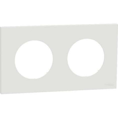 Plaque de finition Schneider Odace 2 postes – Montage horizontal/vertical – Plastique blanc craie – Fixation à clipser